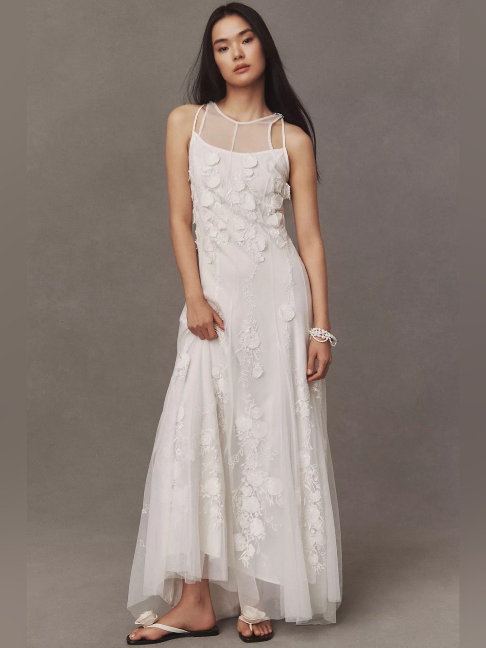 BHLDN Calla Sleeveless Tulle Floral Appliqué Maxi Dress - Picture 8 of 15
